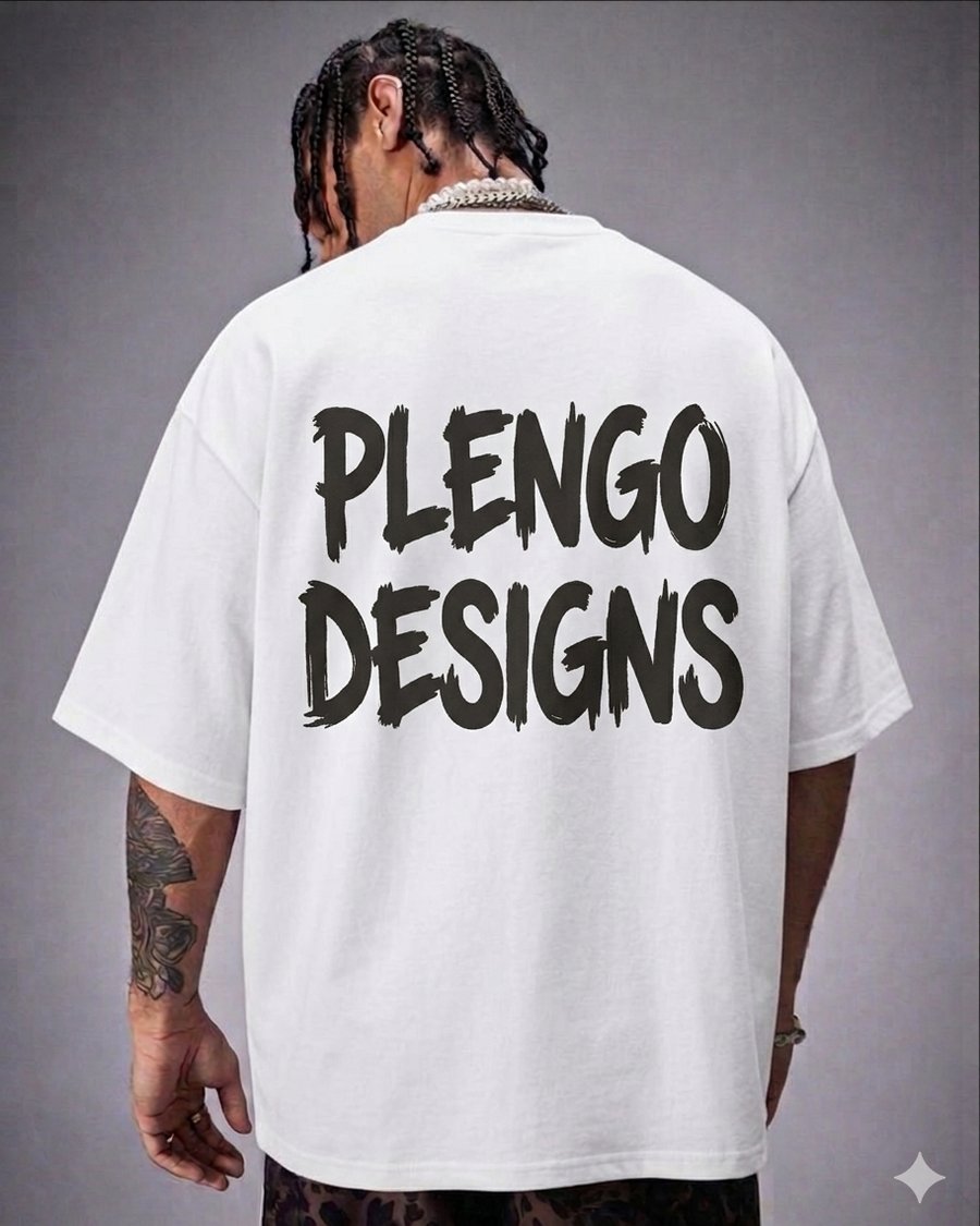 A t-shirt print, back view.