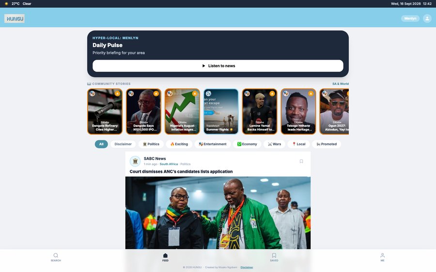 Screenshot of hungu.co.za